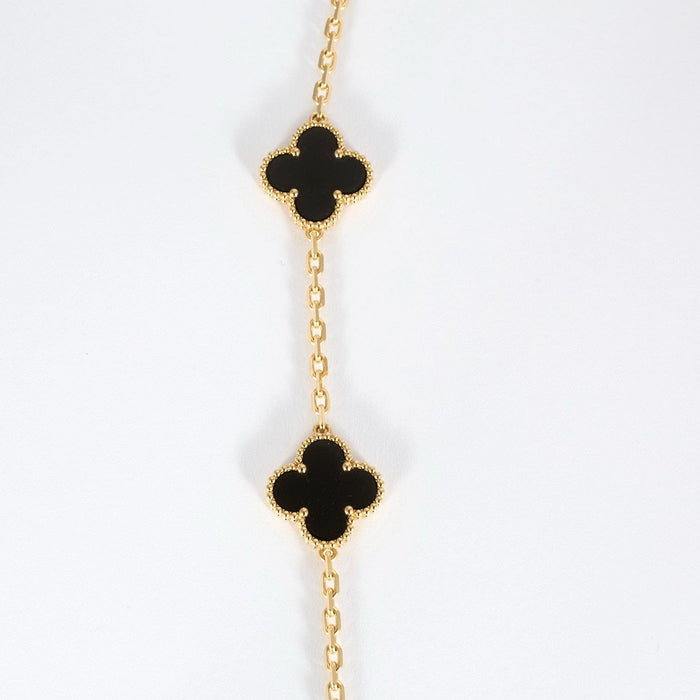 Collier VAN CLEEF & ARPELS - Alhambra - Collier 10 motifs, onyx et or jaune 58 Facettes DV0830-9