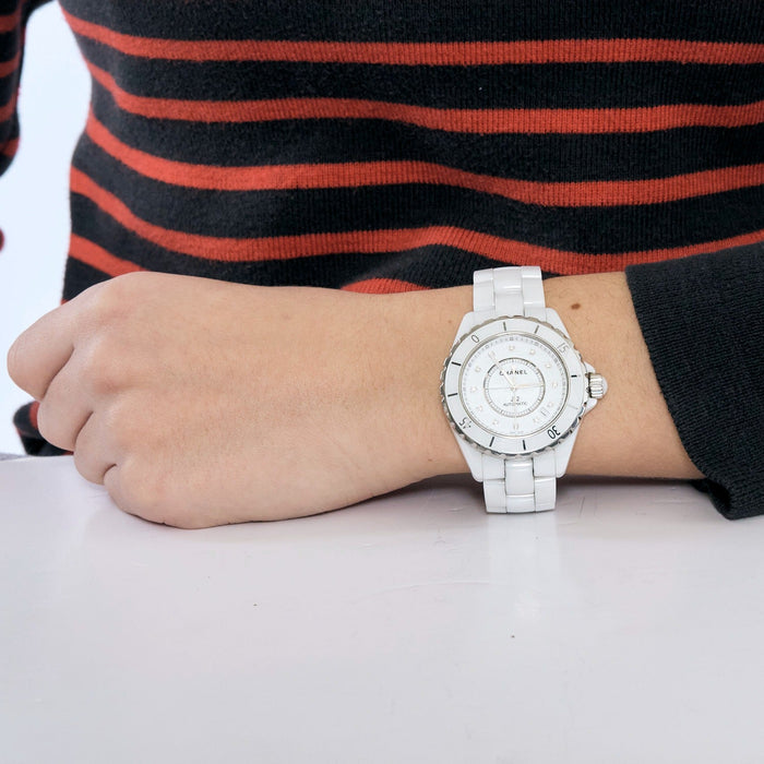 CHANEL-J12- Orologio in ceramica bianca e diamanti