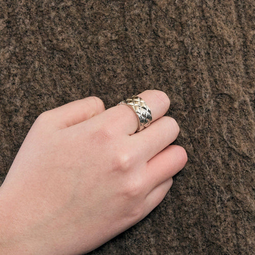 Bague 61 Large bague matelassée en or blanc 58 Facettes DV0846-17-61-2