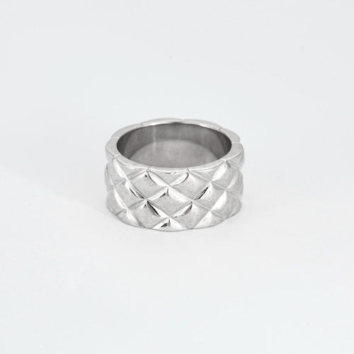 Bague 61 Large bague matelassée en or blanc 58 Facettes DV0846-17-61-2