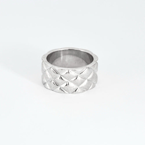 Bague 61 Large bague matelassée en or blanc 58 Facettes DV0846-17-61-2