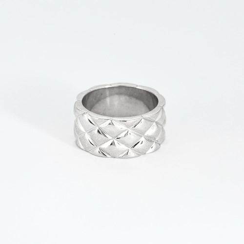 Bague 61 Large bague matelassée en or blanc 58 Facettes DV0846-17-61-2