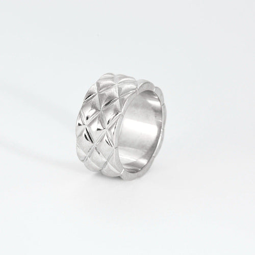 Bague 61 Large bague matelassée en or blanc 58 Facettes DV0846-17-61-2