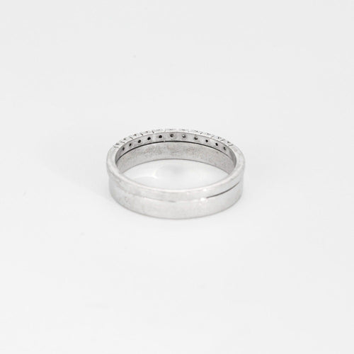 Bague 56 Bague demi-alliance en or blanc et diamants 58 Facettes DV9986-5-56-3