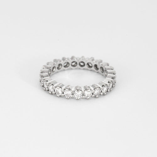 Bague 55 Bague alliance américaine en or blanc et diamants 58 Facettes DV9986-4-DV0882-1