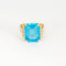 Bague 54 Bague en or jaune, topaze bleue et diamants 58 Facettes DV9335-1-54-3