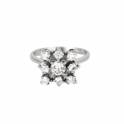 Bague 50 Bague chaton carré,  or gris et diamants 58 Facettes DV8127-2-50-2