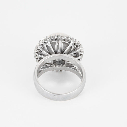 Bague 57 Bague  en or blanc, perle mabé et diamants 58 Facettes DV0846-9-57-3