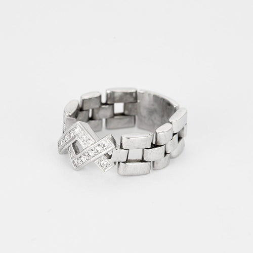 Bague 57 Bague souple, or blanc et diamants 58 Facettes DV0846-18-57-3