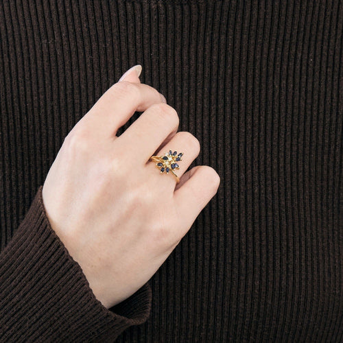 Bague 50 Bague en or jaune, saphirs et diamants 58 Facettes DV0260-8-50-2