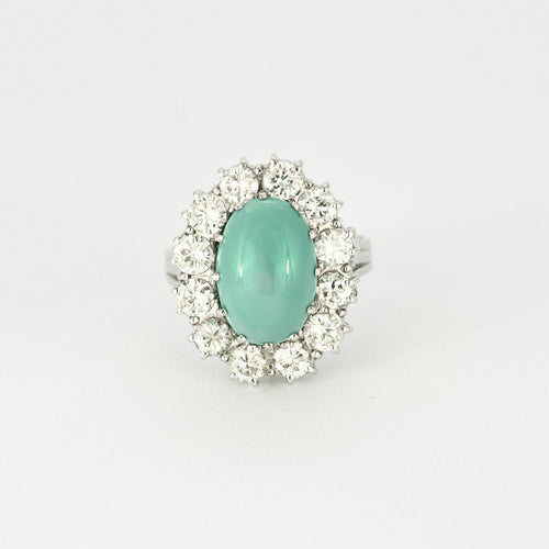 Bague 54 Bague or blanc turquoise et diamants 58 Facettes DV0819-3-54-3