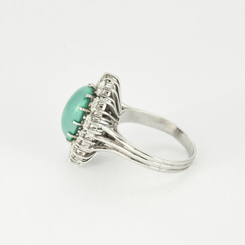 Bague 54 Bague or blanc turquoise et diamants 58 Facettes DV0819-3-54-3