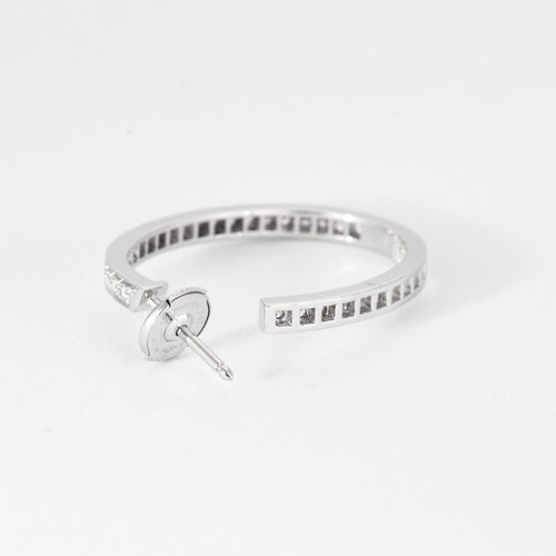 Boucles d'oreilles CHAUMET - Créoles en or blanc et diamants 58 Facettes DVO8O8-5