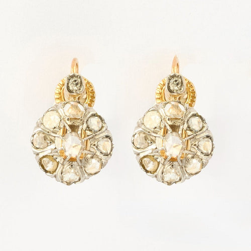Boucles d'oreilles Paire de boucles d'oreilles "Dormeuses" en or jaune et or blanc et diamants 58 Facettes DDV0528-3