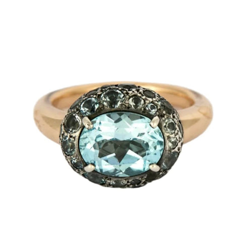 Bague 54 POMELLATO - Tabou - Bague or rose, argent, aigue marine 58 Facettes DV0812-2-54-3