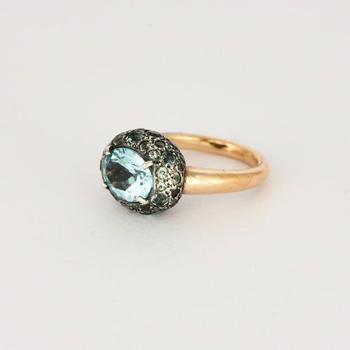 Bague 54 POMELLATO - Tabou - Bague or rose, argent, aigue marine 58 Facettes DV0812-2-54-3