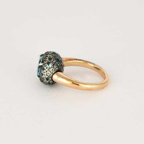 Bague 54 POMELLATO - Tabou - Bague or rose, argent, aigue marine 58 Facettes DV0812-2-54-3