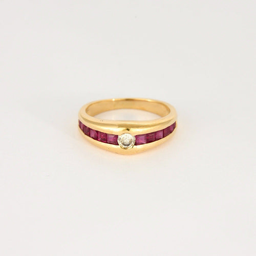 Bague 51 Bague jonc en or jaune, diamant et rubis calibrés 58 Facettes DV0808-8-51-2