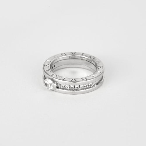 Bague 50 BULGARI - B.Zero1 - Solitaire or blanc et diamants 58 Facettes DV8685-3-50-2