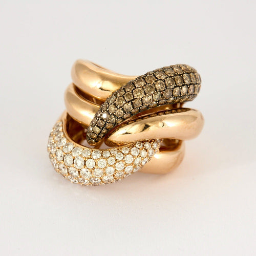 Bague 56 EDOUARD NAHUM - Bague en or rose et diamants et diamants cognac 58 Facettes DV0860-1-56-3