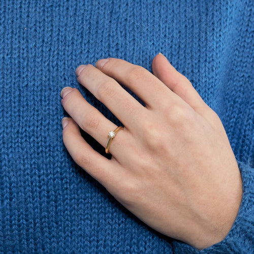 Bague 53 CARTIER - 1895 - Bague solitaire en or jaune et diamants 58 Facettes DV0859-1-53-2