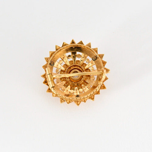 Broche Broche fleur, or jaune perles et diamant 58 Facettes DV0855-7