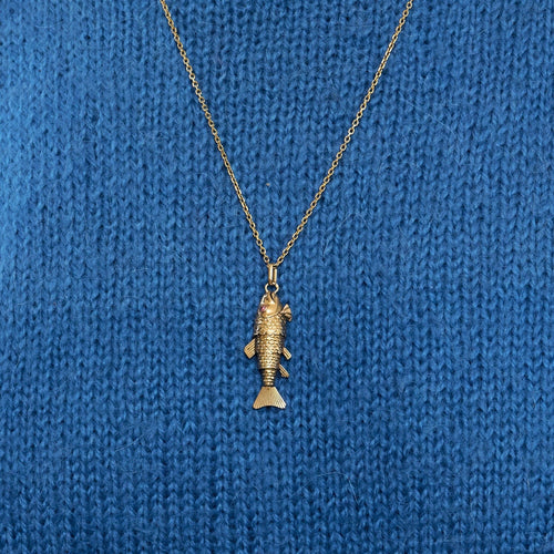 Pendentif Pendentif poisson articulé, or jaune guilloché 58 Facettes DV0855-8