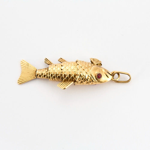 Pendentif Pendentif poisson articulé, or jaune guilloché 58 Facettes DV0855-8