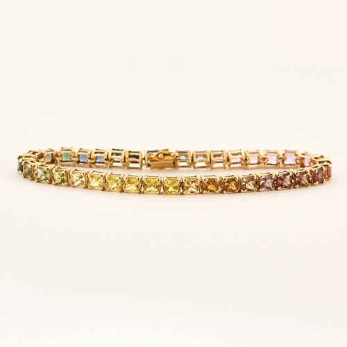 Bracelet Bracelet Rivière en or jaune et  saphirs rainbow 58 Facettes DV10005-2