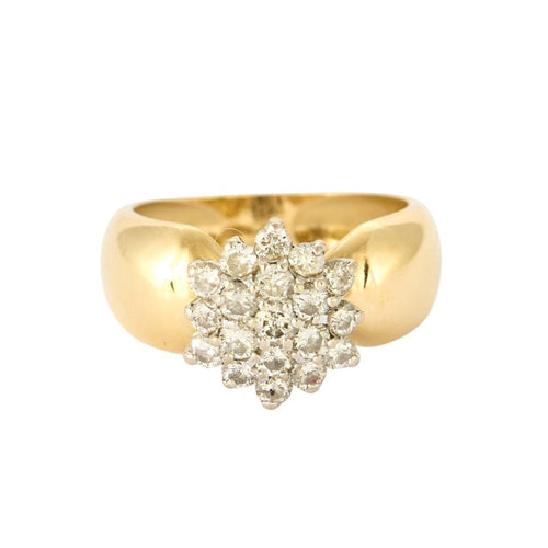 Bague 52 Bague fleur en or jaune et blanc avec des diamants 58 Facettes DV0880-3-52-2