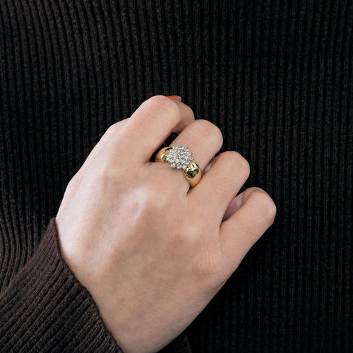 Bague 52 Bague fleur en or jaune et blanc avec des diamants 58 Facettes DV0880-3-52-2