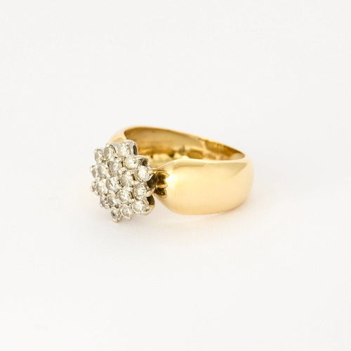Bague 52 Bague fleur en or jaune et blanc avec des diamants 58 Facettes DV0880-3-52-2