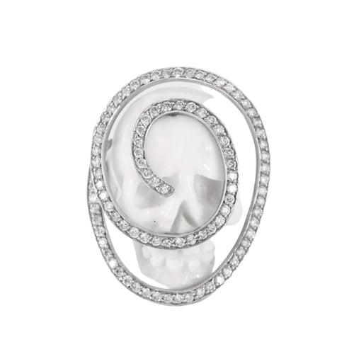 Bague 52 BERNARD DELETTREZ - Bague or blanc, diamants et jaspe blanc 58 Facettes DV0870-2-52-1