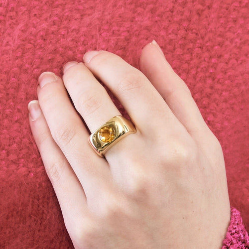 Bague 53 DINH VAN - Margot - Bague bandeau en or jaune et citrine 58 Facettes DV10776-2-53