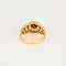 Bague 57 Bague godronnée en or jaune, diamants, émeraude et rubis synthétique 58 Facettes DV0915-1-57