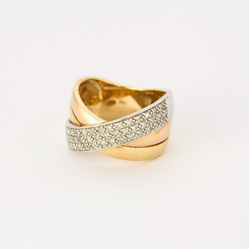 Bague 51.5 Bague ruban or jaune, or rose et or blanc, et diamants 58 Facettes DV3706-1-515-3