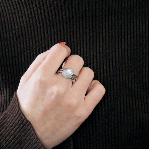 Bague 51.5 GUY LAROCHE - Bague croisée or blanc, aigue marine et pierres semi-préciseuses 58 Facettes DV3706-3-515-3