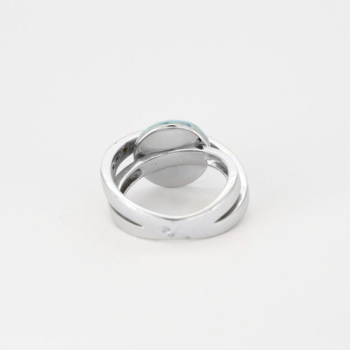 Bague 51.5 GUY LAROCHE - Bague croisée or blanc, aigue marine et pierres semi-préciseuses 58 Facettes DV3706-3-515-3