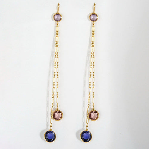 Boucles d'oreilles DIOR- Baby Couleurs- Boucles d'oreilles en or jaune, améthystes, tourmalines et iolites 58 Facettes DV10981-1