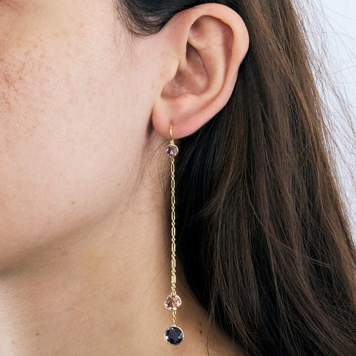 Boucles d'oreilles DIOR- Baby Couleurs- Boucles d'oreilles en or jaune, améthystes, tourmalines et iolites 58 Facettes DV10981-1