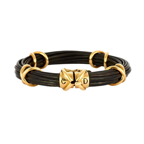 Bracelet Bracelet jonc or jaune et poils d'éléphant 58 Facettes DV0866-1