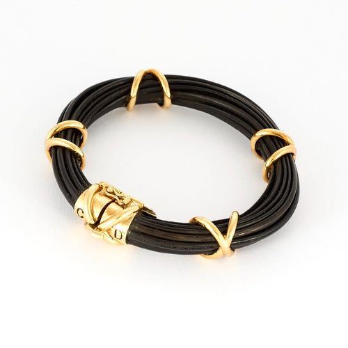 Bracelet Bracelet jonc or jaune et poils d'éléphant 58 Facettes DV0866-1