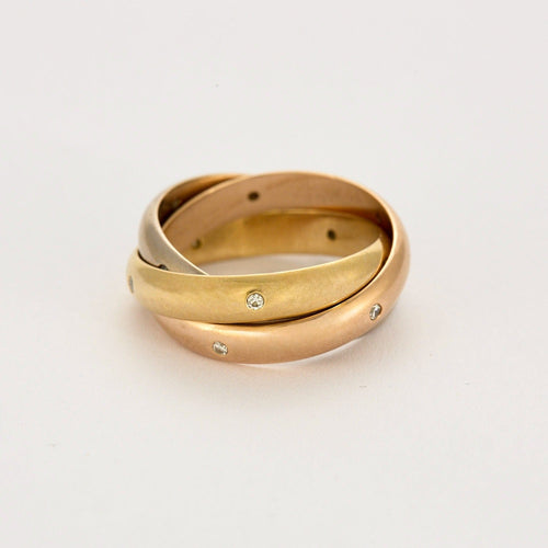 Bague 54 CARTIER - Trinity - bague or rose, or jaune, or blanc et diamants 58 Facettes DV0926-1-54-24