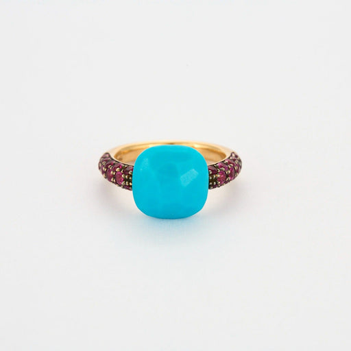 Bague 50 POMELLATO - Capri - Bague or rose, turquoise et rubis 58 Facettes DV0916-1-50-2