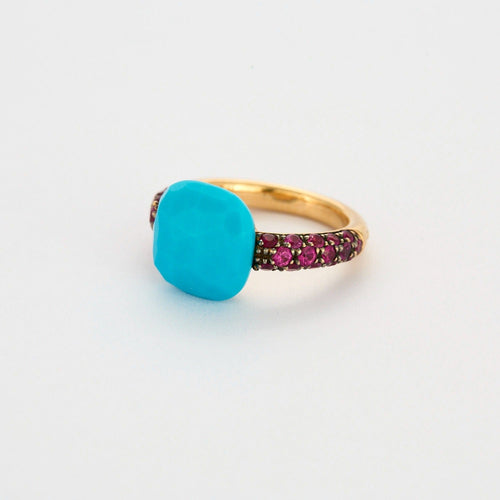 Bague 50 POMELLATO - Capri - Bague or rose, turquoise et rubis 58 Facettes DV0916-1-50-2
