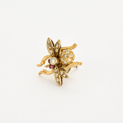 Boucles d'oreilles Boucles d'oreilles abeille, or jaune, rubis et diamants 58 Facettes DV10645-16