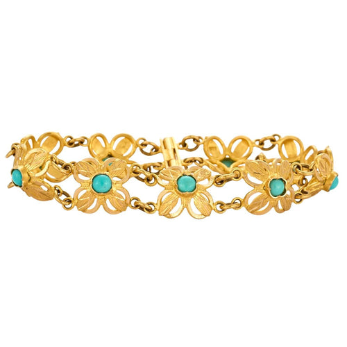 Bracelet Bracelet or jaune et turquoise 58 Facettes DV10645-14