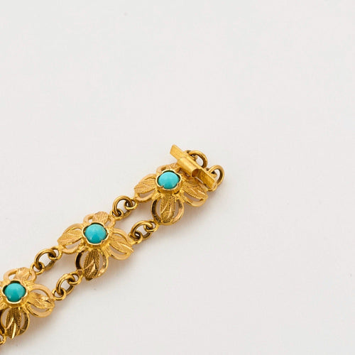 Bracelet Bracelet or jaune et turquoise 58 Facettes DV10645-14