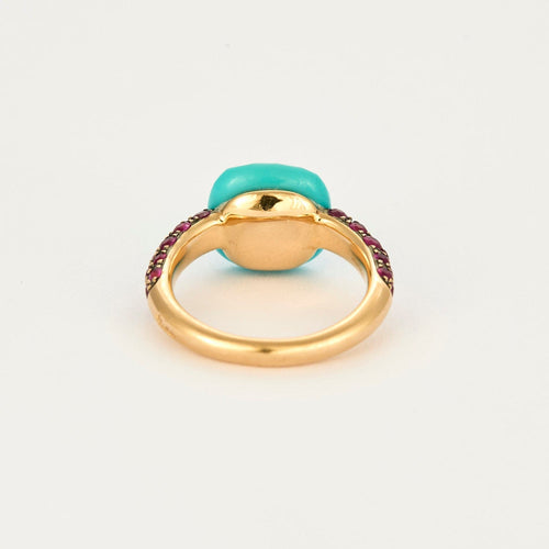 Bague 51 POMELLATO - Capri - Bague or rose, rubis et turquoise 58 Facettes DV11308-4-51-2