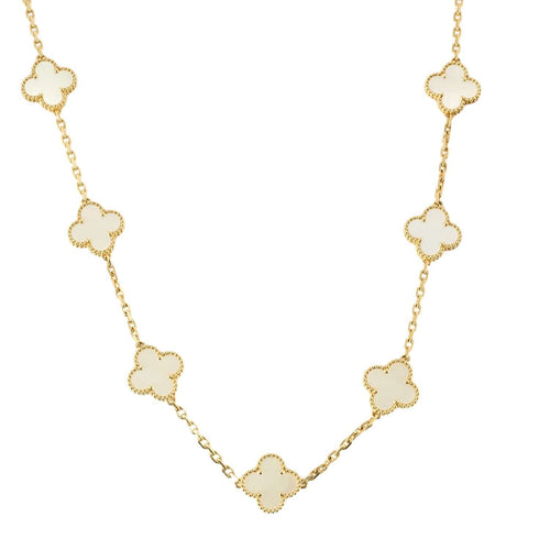 Collier VAN CLEEF & ARPELS - Vintage Alhambra - Sautoir Or Jaune et Nacre Blanche 20 Motifs 58 Facettes DV0830-12